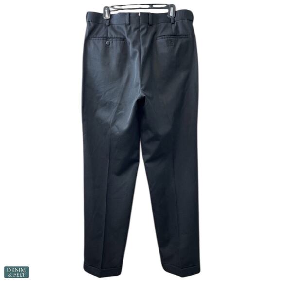 Louis Raphael Luxe Wool Pleated Dress Pants Hidden Waistband Black Classic 34x32 - Picture 3 of 12